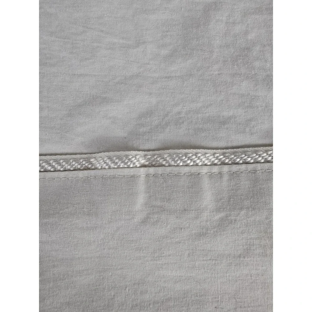 Vintage Martex Twin Flat Sheet Off White Combed Cotton Braided Trim Made in USA